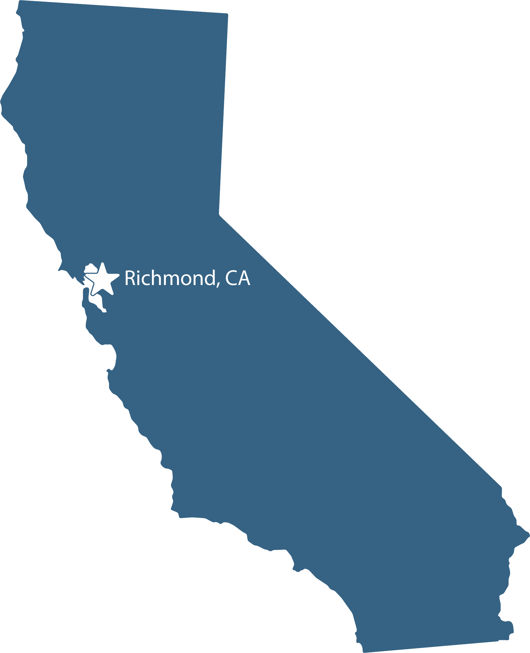 Map of California highlighting Richmond, CA